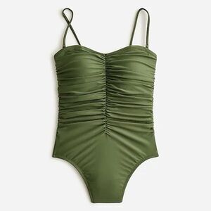 J Crew Safari Green Ruched Sweetheart One-Piece Swimsuit Size 22 Swimwear NWT